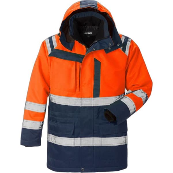 Vattentät högsynlighetsjacka klass 3 Fristads 4042 PP orange hög synlighet/marinblå M