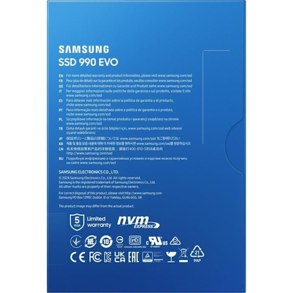 SAMSUNG Intern SSD 990 EVO 2 TB NVMe M.2 PCIe 4.0 x 4 - 5000 MB/s - MZ-V9E2T0BW