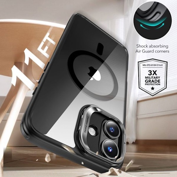 Fodral för iPhone 16 Plus + Case Cover - ESR Classic Hybrid HaloLock HaloLock Kickstand - Klar Svart