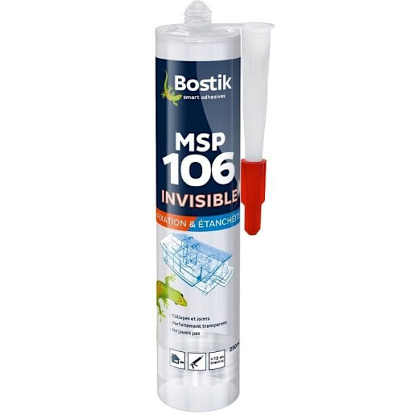 Mastic för Fästning - BOSTIK - MSP 106 Osynlig - Transparent - 290 ml - Limning och Tätsättning Transparent