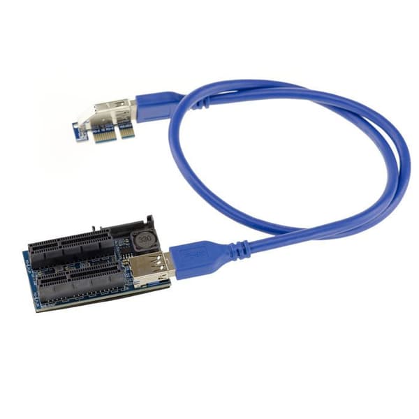 KALEA-INFORMATIQUE Riser replikator PCI Express PCIe 1x till 2 portar 4x med platta