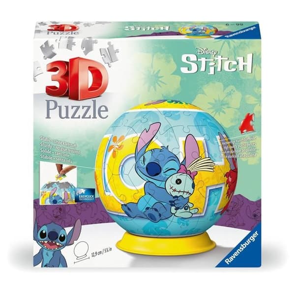 Puzzle 3D - RAVENSBURGER - Stitch - 72 bitar - Stöd ingår - Från 6 år mångfärgad