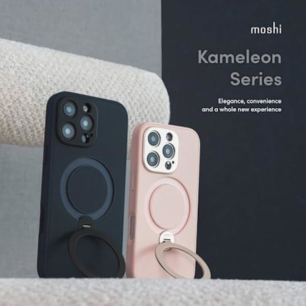 Coque - MOSHI - Kameleon - iPhone 16 Pro Max - Läder - Skydd mot repor - Magnetiskt ring Vanligt rosa