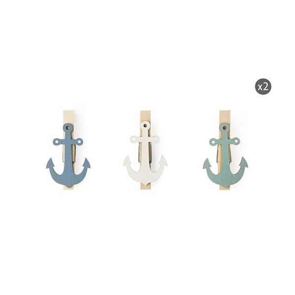 Excelsa Ocean Set med 6 Klädklämmor i Trä, Flerfärgad - 63688