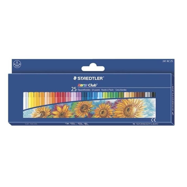 Pasteller i olja - STAEDTLER - 25 assorterade färger - Bruchresistenta - Skyddshylsa Flerfärgad