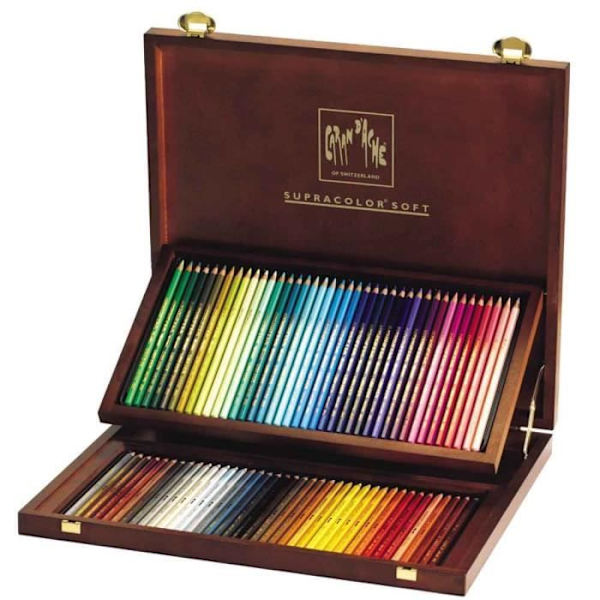 Färgpennset - Caran d'Ache - Supracolor Soft - 80 färger - Trä - Mjuk kastanj