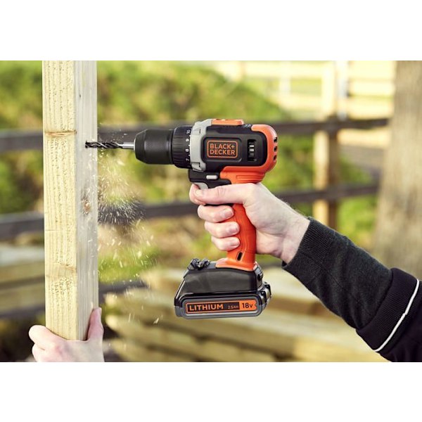 Batteridriven Borrskruvdragare - BLACK+DECKER - BCD002ME2K-QW - 38 Nm - 1400 varv/min - 2 Batterier