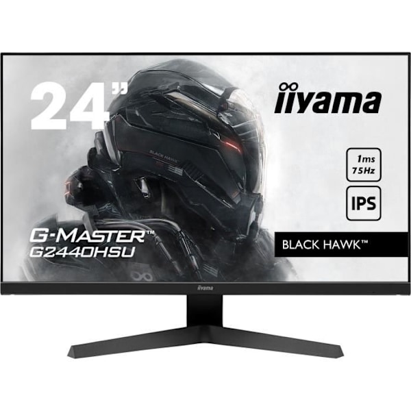 PC Gamer Monitor - IIYAMA G2440HSU-B1 - Master Black Hawk - 23,8" FHD - IPS Panel - 1 ms - 75Hz - HDMI / DisplayPort - AMD FreeSync