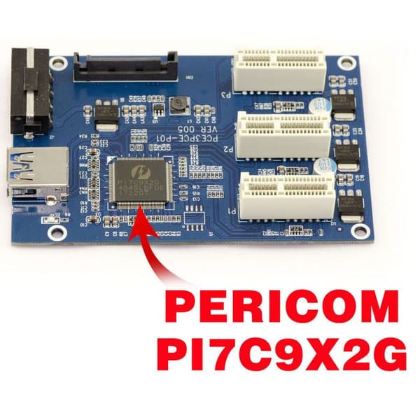 KALEA-INFORMATIQUE Riser replikator PCI Express PCIe 1x till 3 portar 1x Med platta - CHIPSET PERICOM