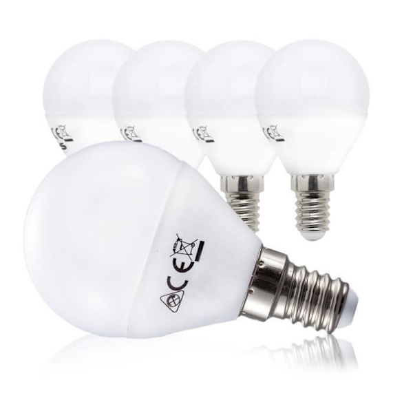 LED-lampa E14 energisparlampa 5W rund form Set om 5