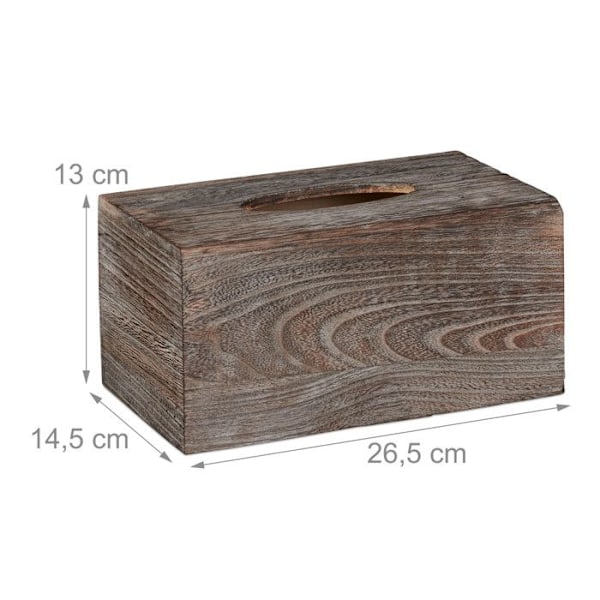 Relaxdays Tissue Box, Badrums Tissue Dispenser, Trä, Shabby Style, HLP: 13 x 26,5 x 14,5 cm, Brun Brun