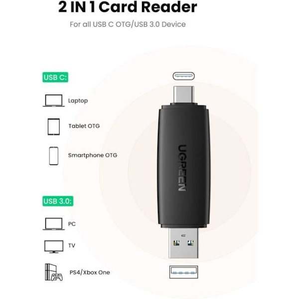 UGREEN USB C SD-kortläsare Micro SD USB 3.0 minneskortadapterkortläsare MMC SDXC SDHC MSXC