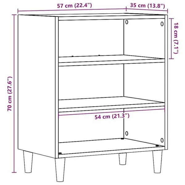 vidaXL Buffé gammalt trä 57x35x75 cm ingenjörsträ, förvaringsskåp, hallmöbel, avlastningsmöbel, möbel 856468