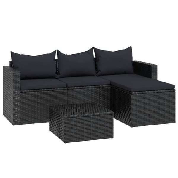 vidaXL Trädgårdsmöbler Set Black Resin Rattan 362330