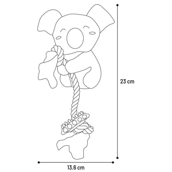 Didi grå koala leksak med rep 23 cm för valp - Flamingo Grå