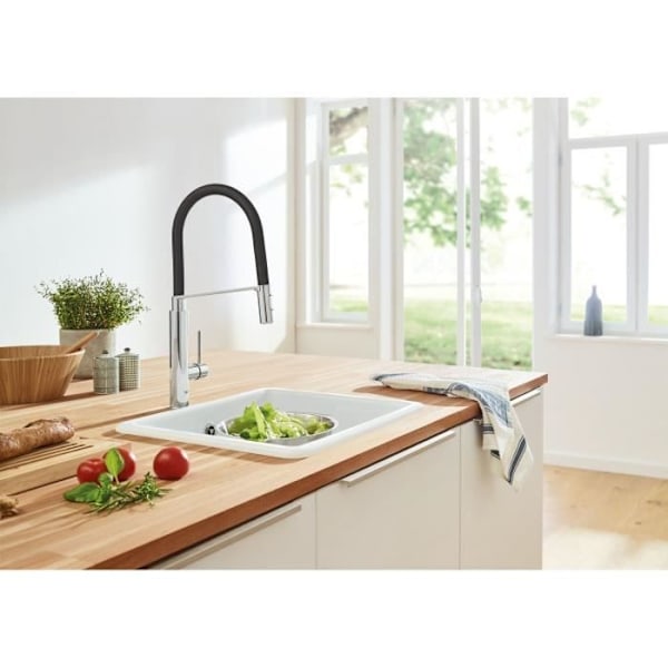 GROHE Concetto diskbänksblandare 31491000 - Professionell vridbar pip - 360° rotation - Temperatur- och flödesbegränsare - Grå