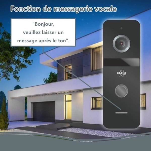 ELRO PRO PV40 videointercom - Full HD 1080P - Röstbrevlåda - 13 ringsignaler - Modern design Svart
