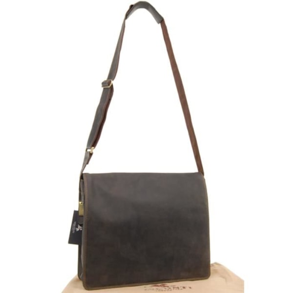 Sac Gibecière XL A4 - Visconti - 16054 - Mörkbrunt Läder - Justerbar Axelrem - 31.5x39.5x12 cm Mörkbrun