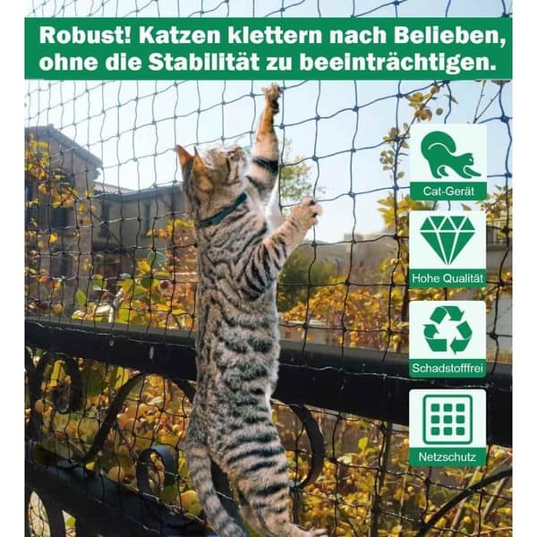 Kattskyddsnät 8x3m Förstärkt Bittåligt