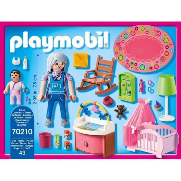 PLAYMOBIL 70210 Babyrum, Dockhus Det traditionella huset, 100 stycken, från 4 år Flerfärgad