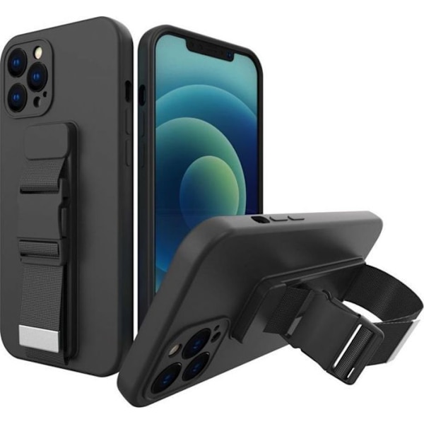 Coque telefon - bumpertelefon Hurtel Rope Case Gel Case med kedjehandtag handväska snöre iPhone 12 mini svart