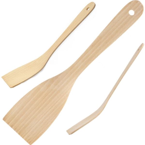 Böjd bokträsspatel 320 x 70 mm, 2-pack - Hendi 525159 Trä