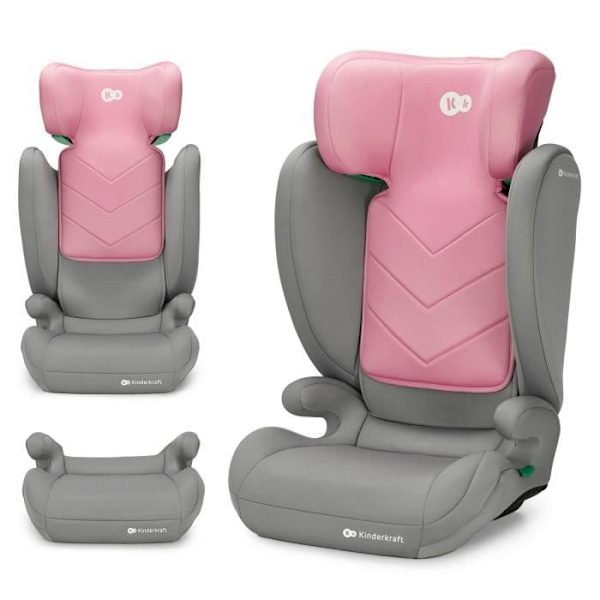 I-size bilbarnstol 100-150 cm - KINDERKRAFT I-SPARK - Booster för barn - Snabbinstallation - Säkerhetssystem - Rosa