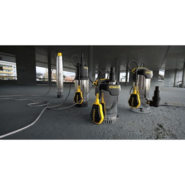 Källarvakuumpump - STANLEY - 1100 W - Rostfritt stål - Justerbar flottör - Automatisk Grå