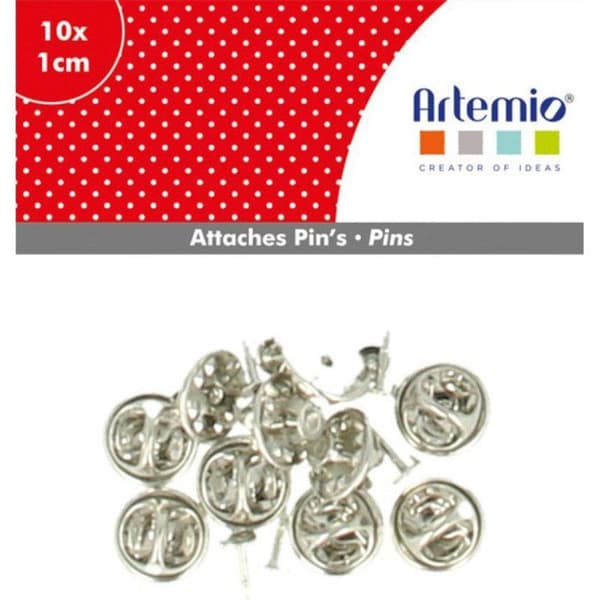 SÄTT 10 FÄSTNINGAR PINNAR - 1 CM - METALLIC Silver