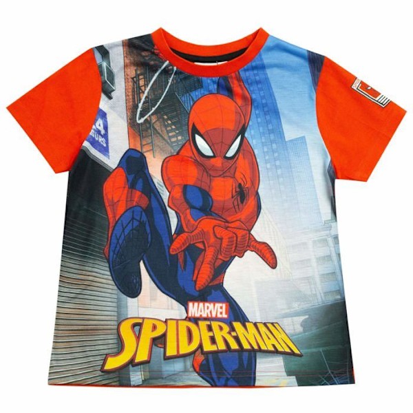 Popgear T-shirt - MSP90017GTS03 - Marvel Comics Spiderman Schwingen Durch Die Stadt Madchen-t-Shirt Rot Fille Röd 10-11 år gammal