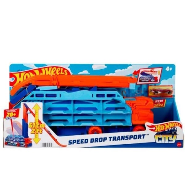 Transportör - Hot Wheels - Epic Slide 2in1 - 60 cm - 20 bilar - Mixad