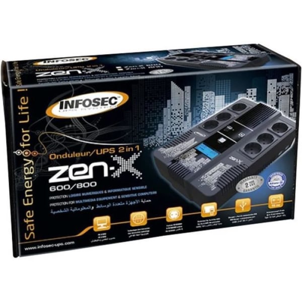 UPS 600 VA - INFOSEC - Zen-X 600 - Line Interactive - 6 FR/SCHUKO-uttag - 66070