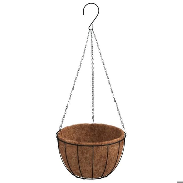 Hängande kruka - vidaXL - Coco-foder - Svart stål - 30x52 cm - Paket om 4 svart