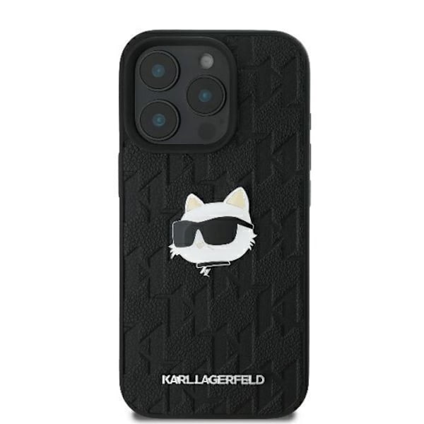 Coque för iPhone 16 Pro Max med hårnål Monogram Karl Lagerfeld Choupette (svart) svart