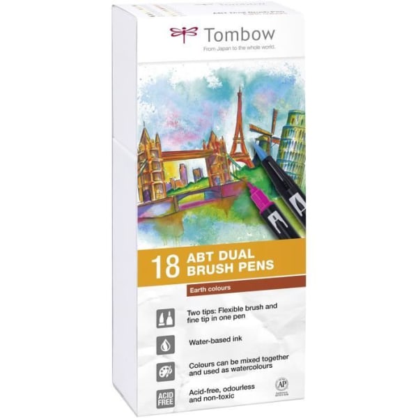 TOMBOW Box med 18 ABT-markörer - Jordfärg