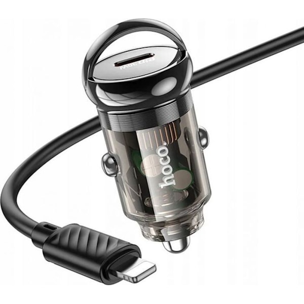 Laddare - väggadapter Hoco Laddare Bil Laddare Typ C + Typ C-kabel för Lightning PD QC3.0 30W Z53 svart