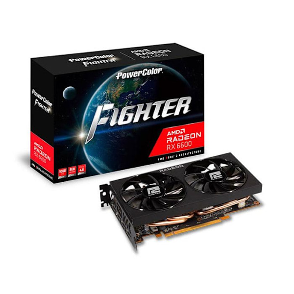 Grafikkort - PowerColor - Radeon RX 6600 - 8G - GDDR6 (AXRX 6600 8GBD6-3DH)