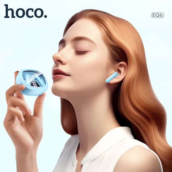 Trådlösa hörlurar - Hoco - Shadow (EQ6) - Bluetooth 5.3 - LED-display - Svettresistent Blå