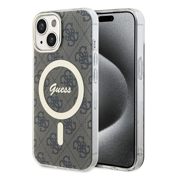 Coque pour iPhone 15 Plus - Guess IML 4G MagSafe (GUHMP15MH4STW) - Brun