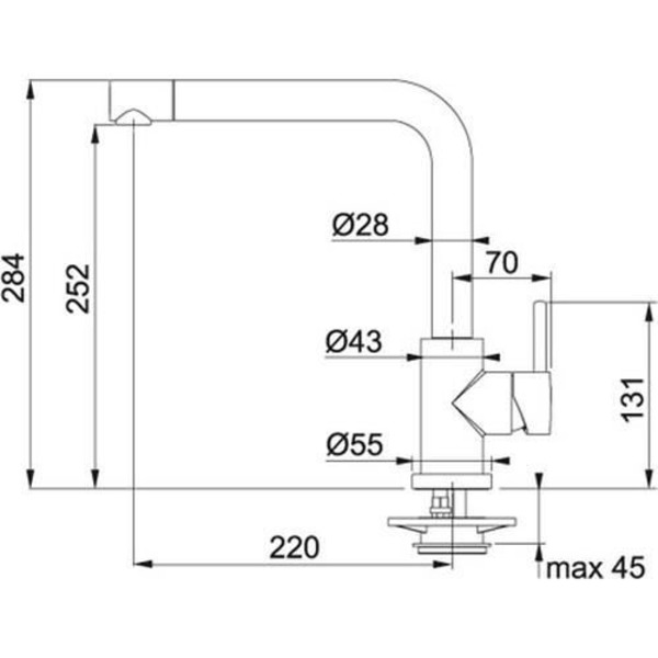 Franke Trams-Mix, Krom, 360°, 28,4 cm, 5,2 cm