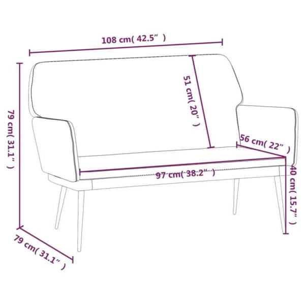 351391 vidaXL Bänk Blå 108x79x79 cm Sammet