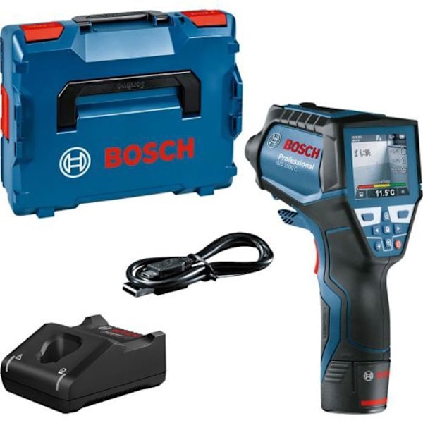 Bosch Professional GIS 1000 C termisk detektor med 12V 2,0Ah batteri, Quickstart-kort, USB-kabel, i L-Boxx - 0601083301