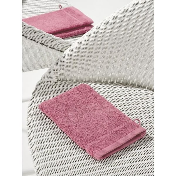 STEPHANIE - Set med 4 handskar - 100 % kammad bomull - Karminrosa färg - 540 g-m² Rosa karmin