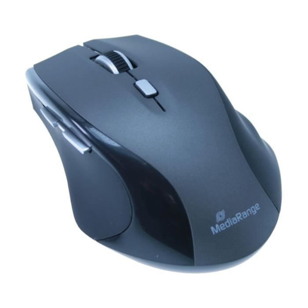 MediaRange MROS203, Ambidextrous, Optisk, RF Wireless, 1600 DPI, 60 g, Svart, Grå