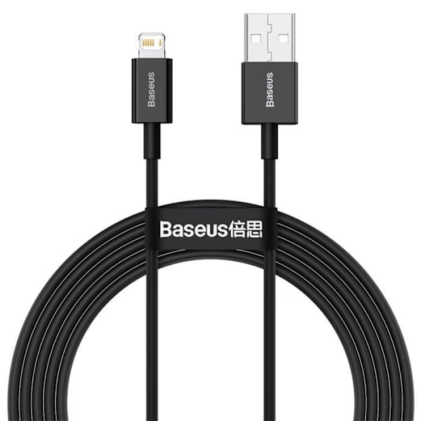 BASEUS 2m 2.4A snabbladdningsdatakabel kompatibel med iPhone, svart