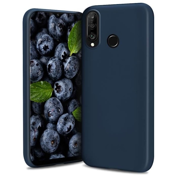 Moozy livsstil. Fodral till Huawei P30 Lite, Midnight Blue - Flytande silikonfodral med matt finish och mjukt mikrofiberfoder Nattblått