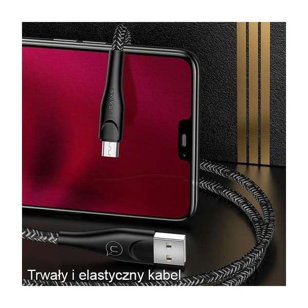 USAMS MicroUSB-kabel 2 m Snabbladdning Röd