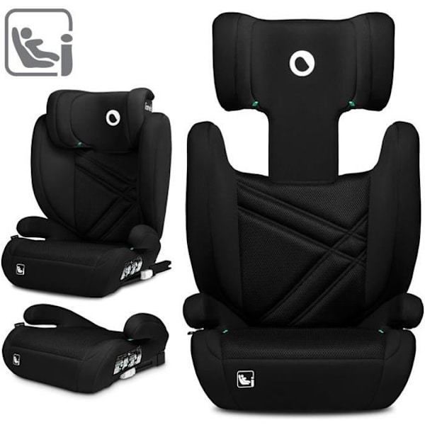 Bilstol för spädbarn LIONELO Hugo i-Size - ISOFIX - 100-150 cm - Grupp 2/3 - Höjdjusterbart nackstöd - Svart Svart