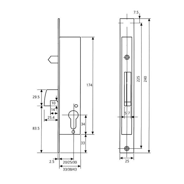 Tesa - 2241203NI - Assa Abloy - Enpunktslås för metallprofil,