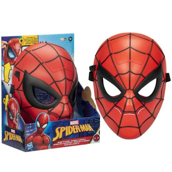 Spider-Man självlysande mask, självlysande förklädnadsleksak, superhjälteleksaker från 5 år, Marvel Flerfärgad